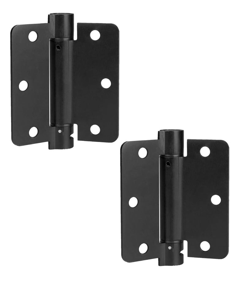 Ilyapa Self Closing Door Hinges, 2 Pack, Black Mortise Spring Hinges - 3.5 x 3.5 Inch Interior Spring for Doors with 1/4" Radius Corners, Self Closing - Image 1